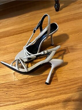 Sleek White Strappy Slingback Heels